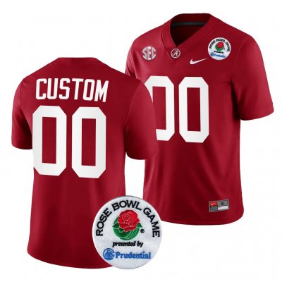 Men's Alabama Crimson Tide #00 Custom 2024 Rose Bowl Crimson NCAA Playoff College Football Jersey 2403GQAJ2